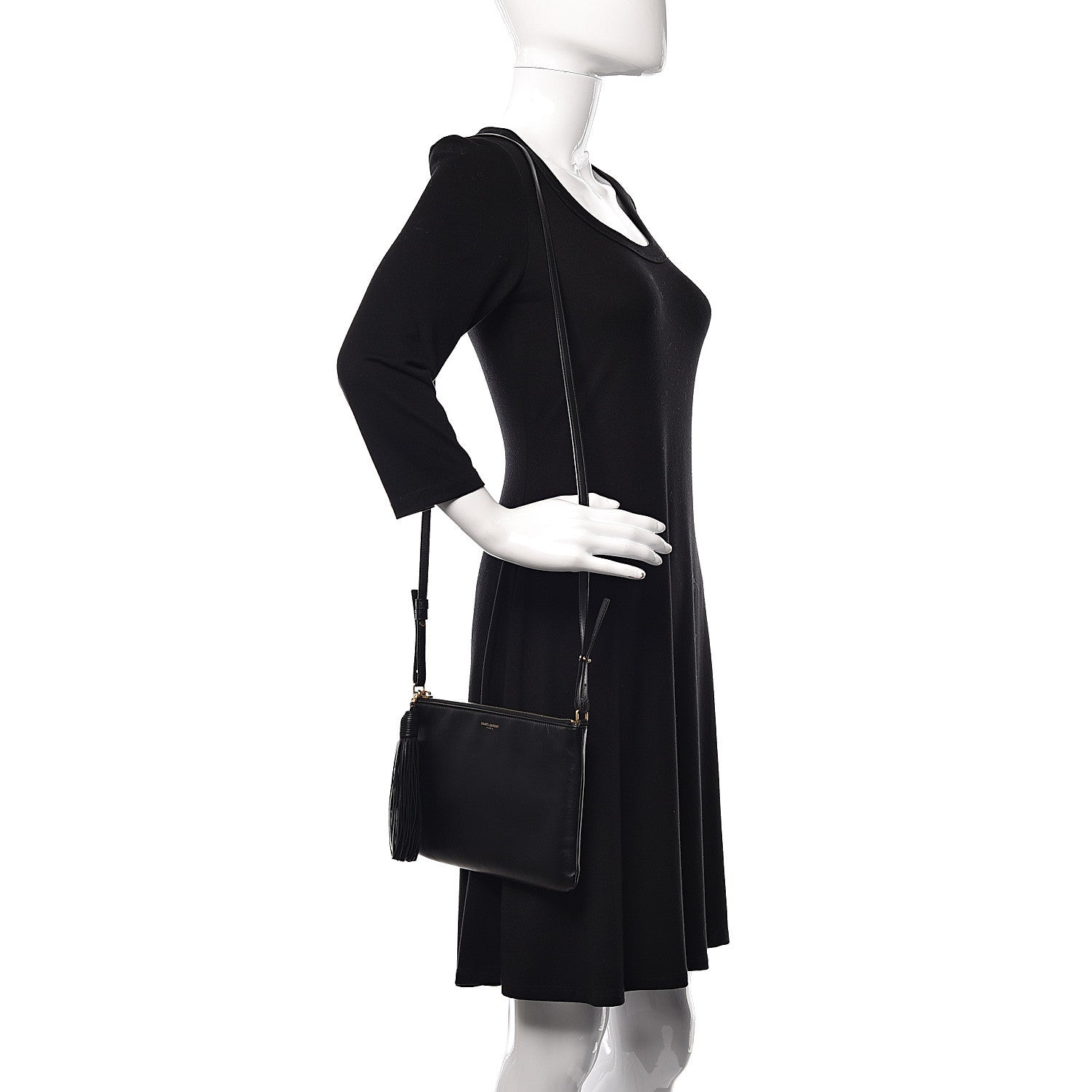 Saint Laurent Calfskin Teen Monogram Crossbody Bag Black 2 of 14