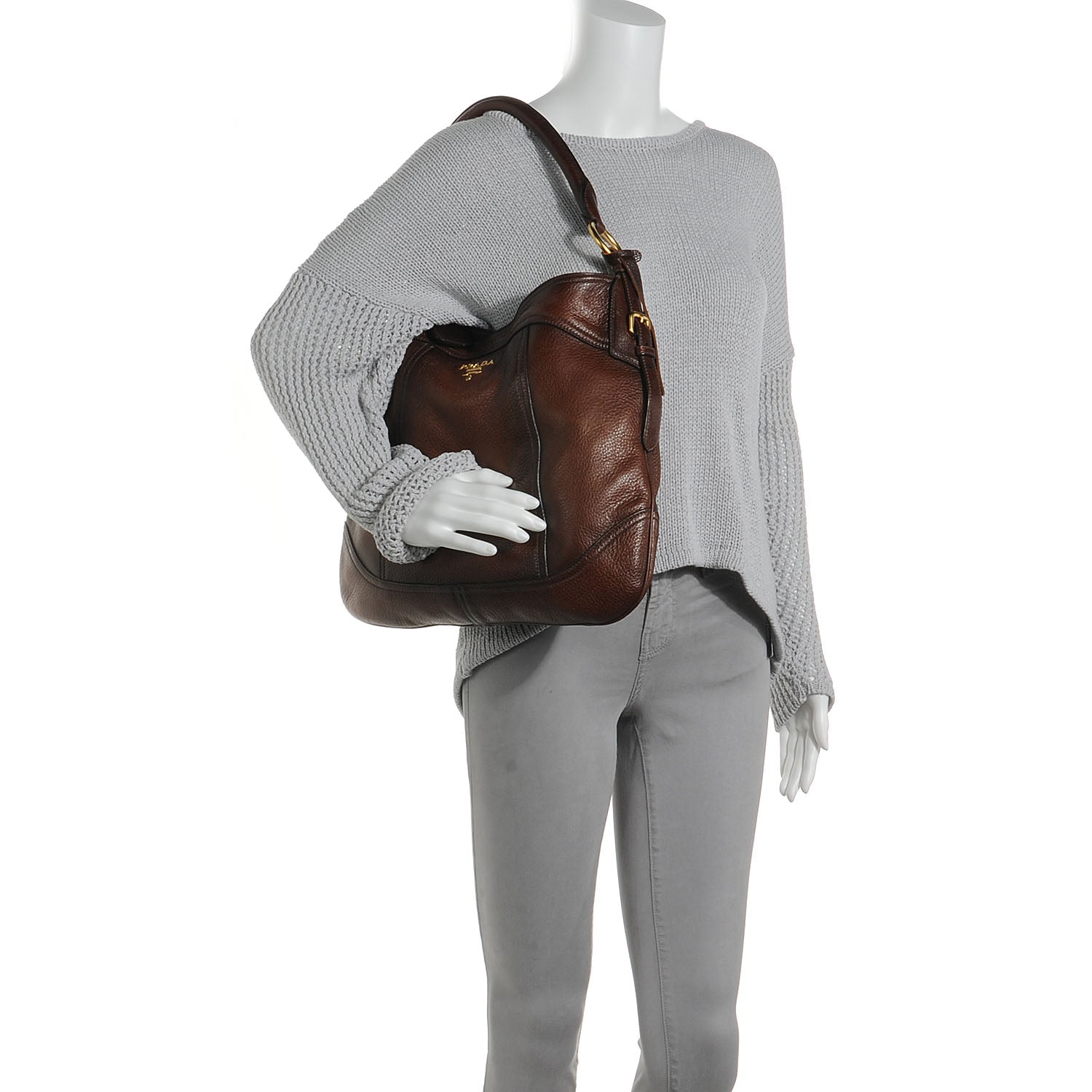 Prada Cervo Antik Hobo Cacao Sfumato 2 of 8