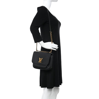Louis Vuitton Grained Calfskin Lockme Chain Bag PM Black 2 of 9