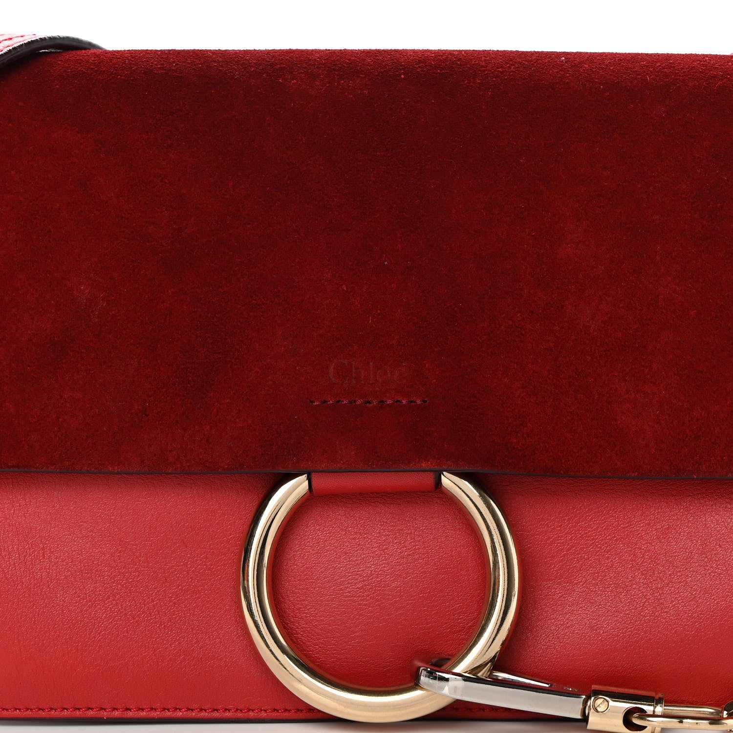 Chloe Suede Calfskin Small Faye Shoulder Bag Red 8 of 16