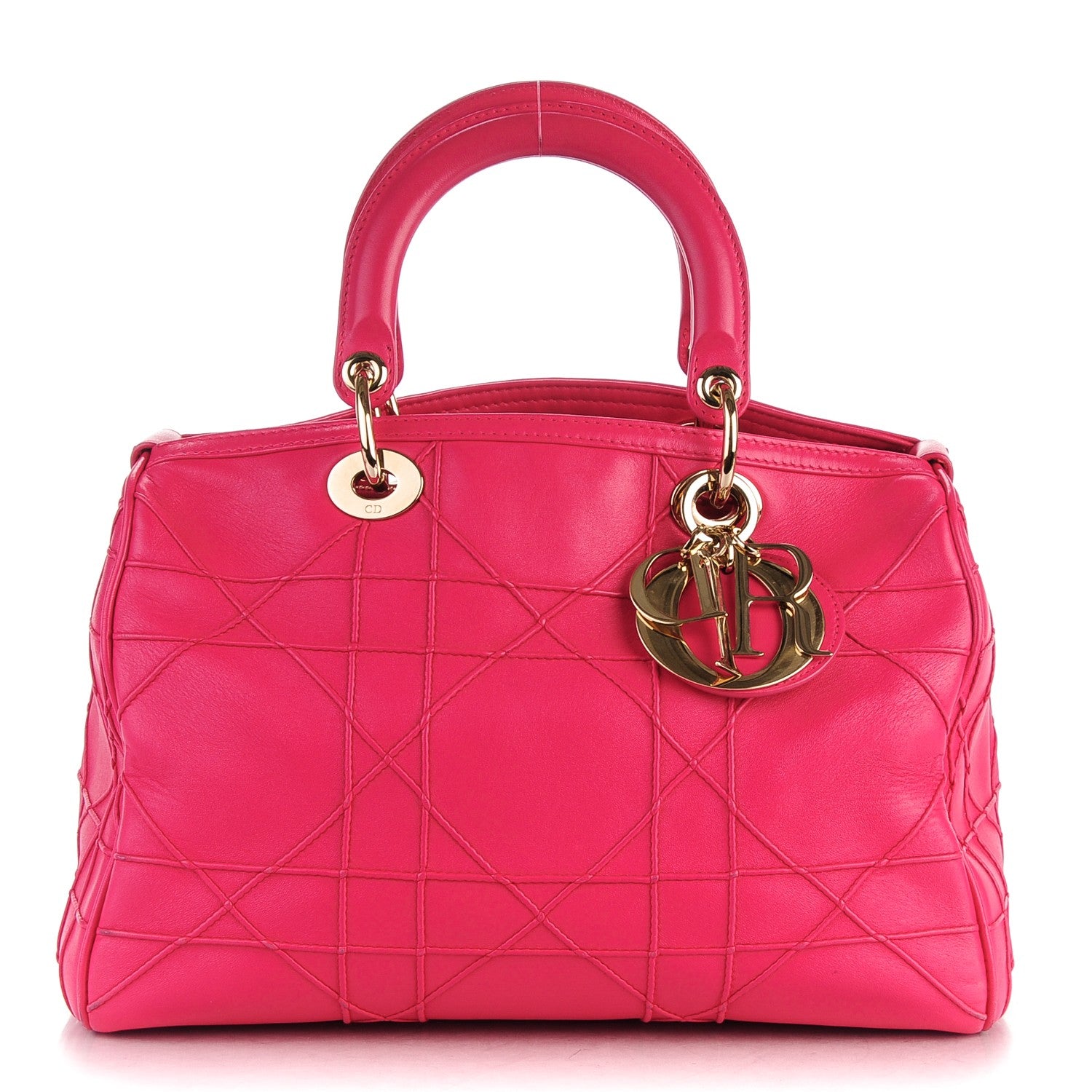 Christian Dior Lambskin Cannage Granville Polochon Fuchsia 1 of 12