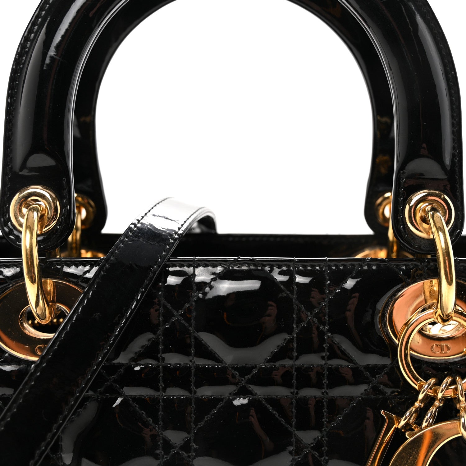 Christian Dior Patent Cannage Medium Lady Dior Black 7 of 9
