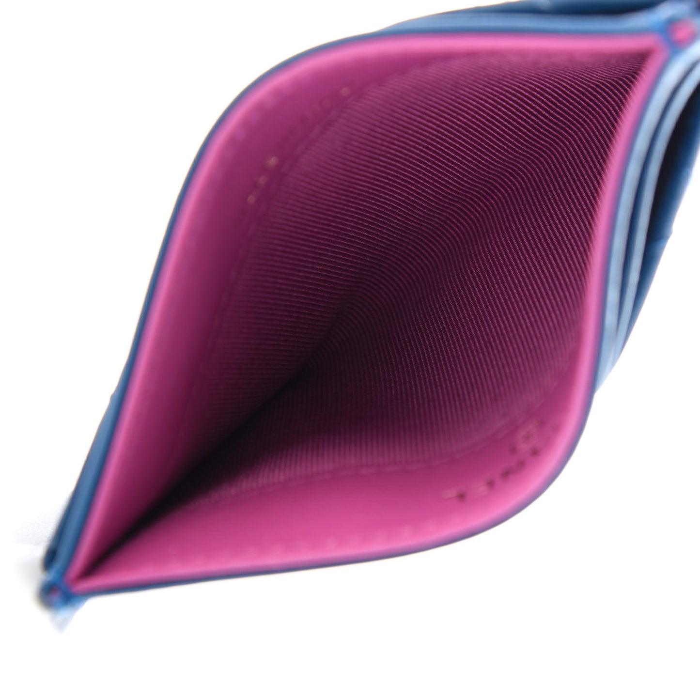 Lambskin Quilted Card Holder Blue Pink