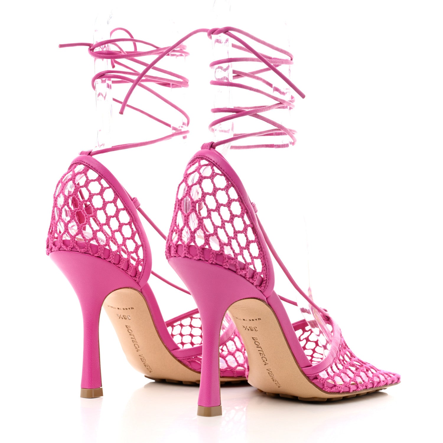 Bottega Veneta Mesh Nappa Stretch Ankle Tie 90mm Sandals 38.5 Hollyhock 4 of 7