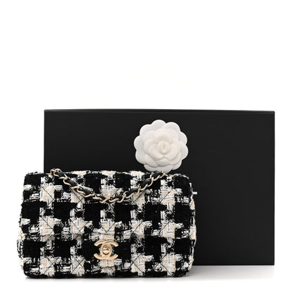 Chanel Tweed Quilted Mini Rectangular Flap Black Ecru White 11 of 11