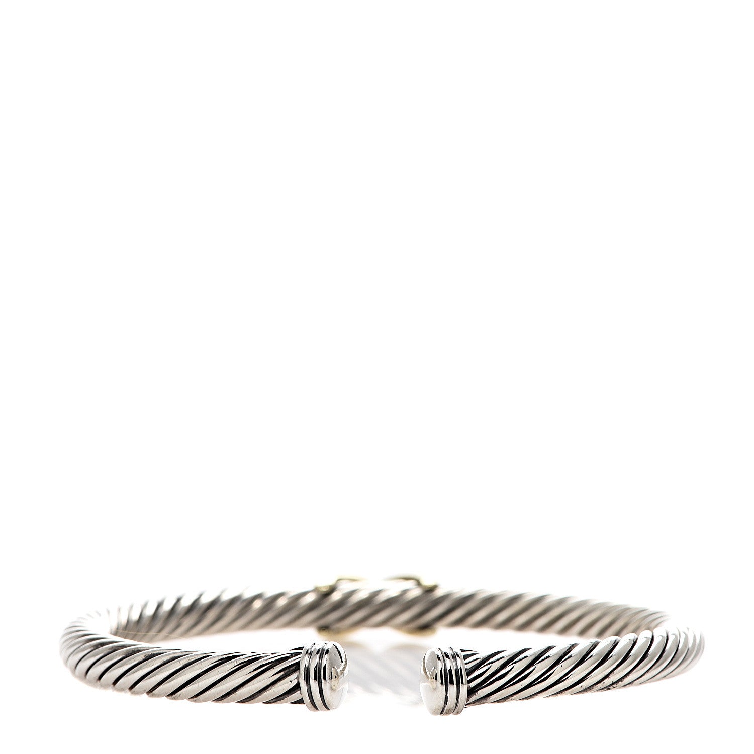 David Yurman Sterling Silver 14K Yellow Gold 5mm X Station Cable Bracelet 2 of 3