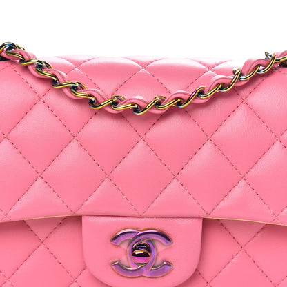 Chanel Lambskin Quilted Mini Rectangular Flap Pink Yellow 8 of 11