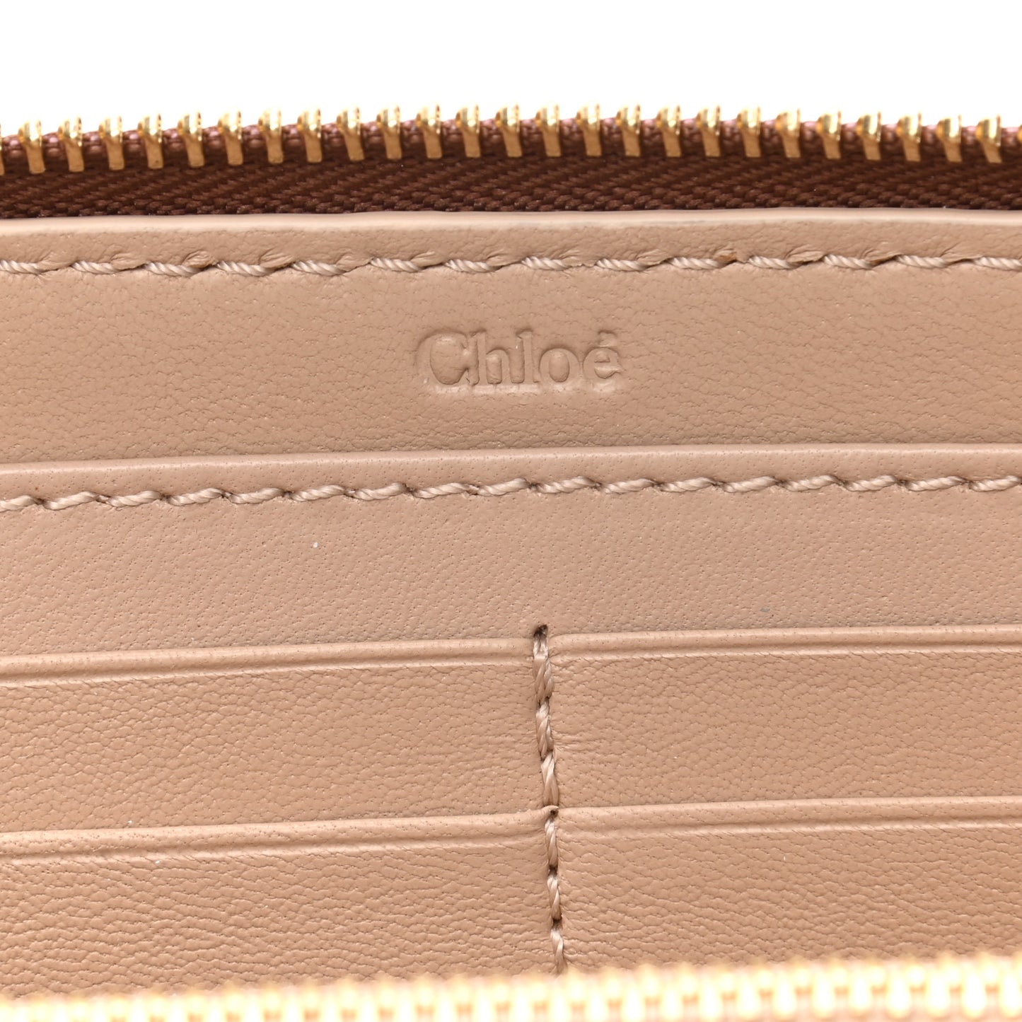 Grained Calfskin Marcie Long Zip Around Wallet Tan