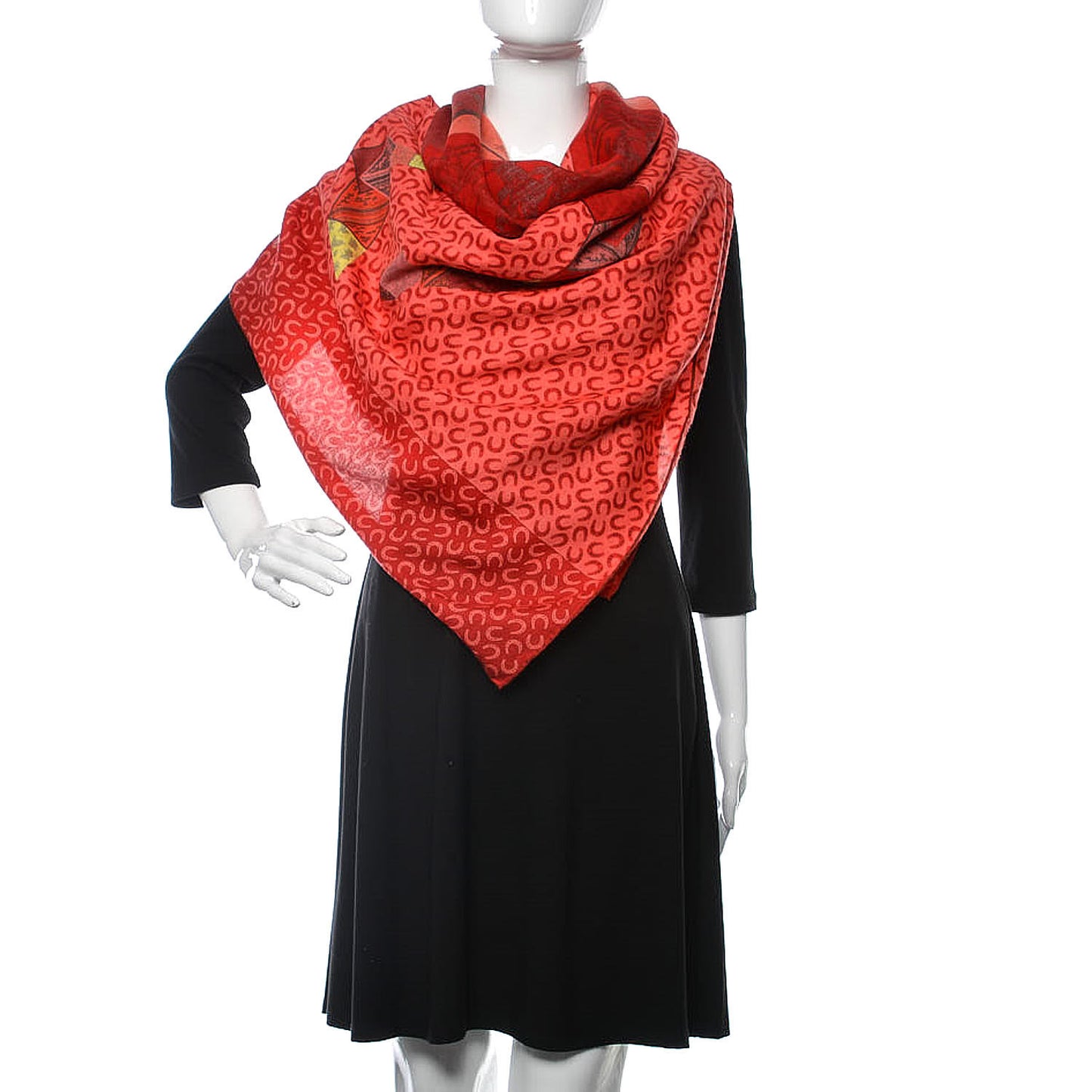 Cashmere Silk A Cheval Sur Mon Carre Shawl 140 Rouge Crevette Bois De Rose