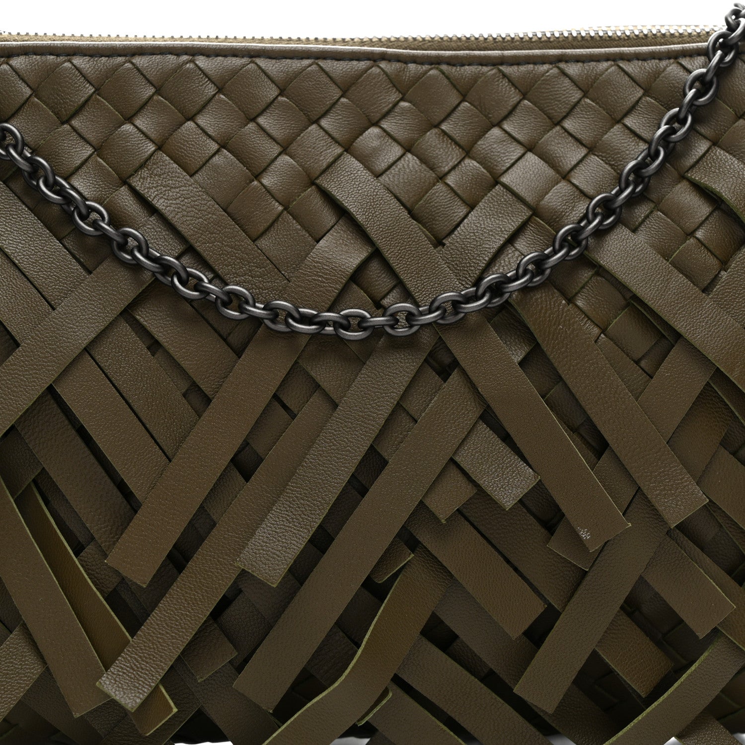 Bottega Veneta Nappa Intrecciato Palio Fringe Chain Pouch Moss 7 of 9