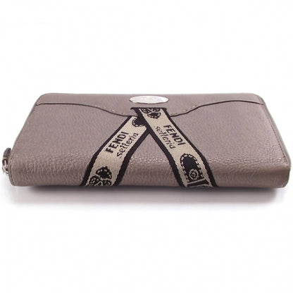 Fendi Calfskin Romano Selleria Zip Around Wallet Silver 4 of 12