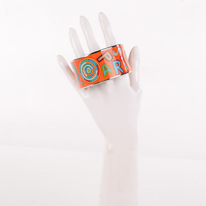 Hermes Enamel Printed Tohu Bohu Extra Wide Bracelet 70 Orange 2 of 4