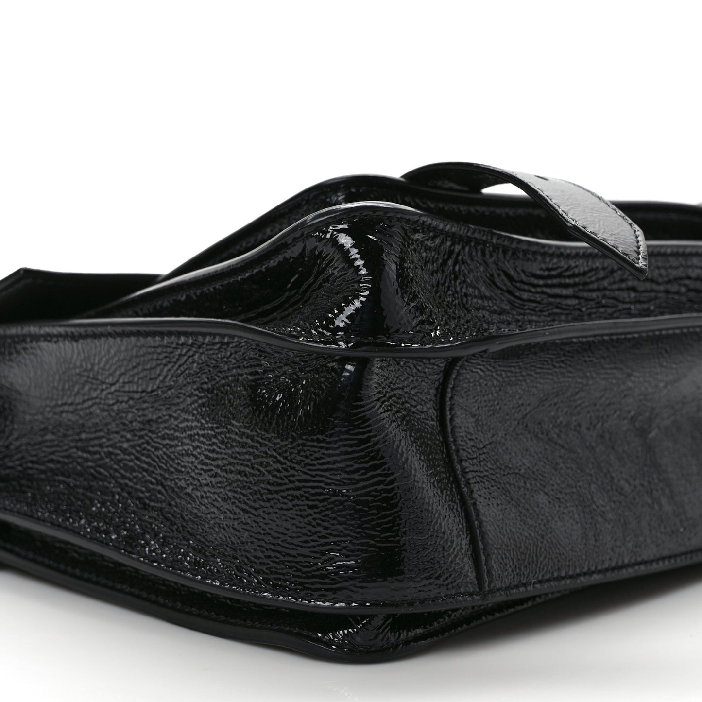 Crinkled Patent Calfskin Medium PS1 Satchel Black