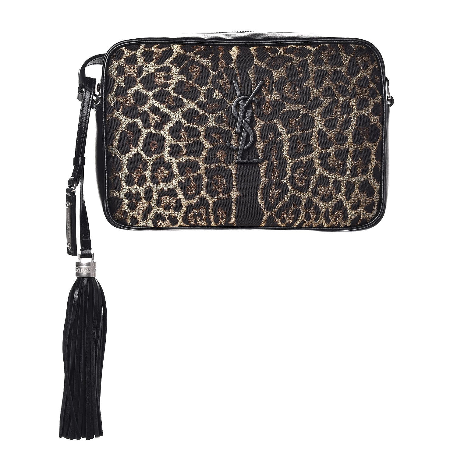 Saint Laurent Calfskin Leopard Print Monogram Lou Camera Bag Black 1 of 7