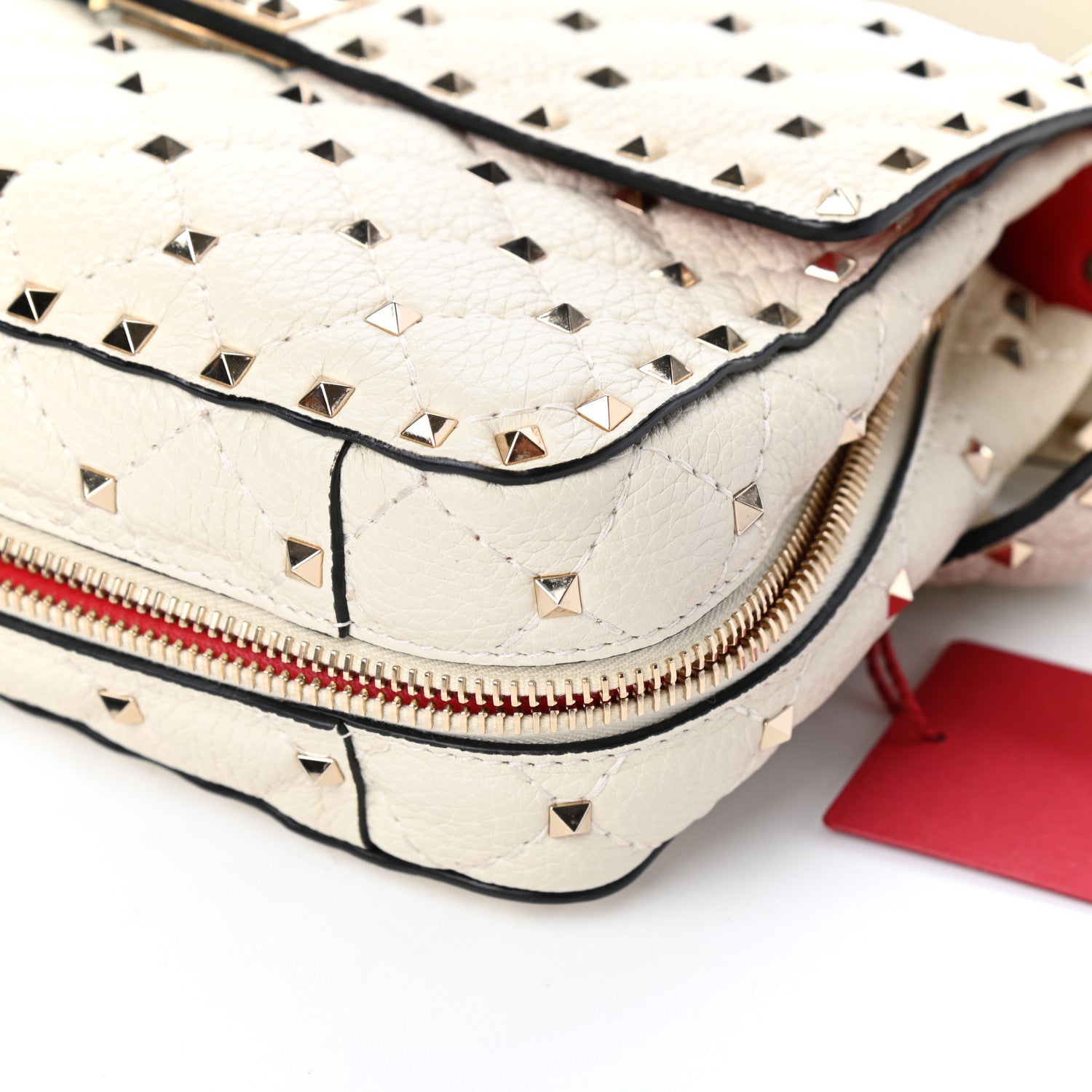 Valentino Garavani Grained Calfskin Medium Rockstud Spike Shoulder Bag Light Ivory 9 of 10