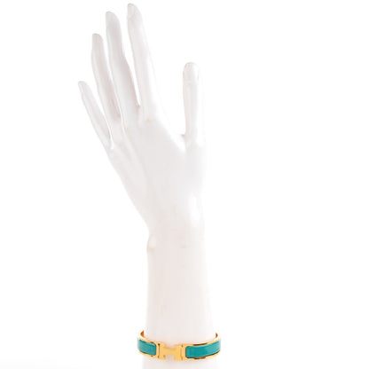 Hermes Enamel Narrow Clic Clac H Bracelet GM Emeraude 2 of 5