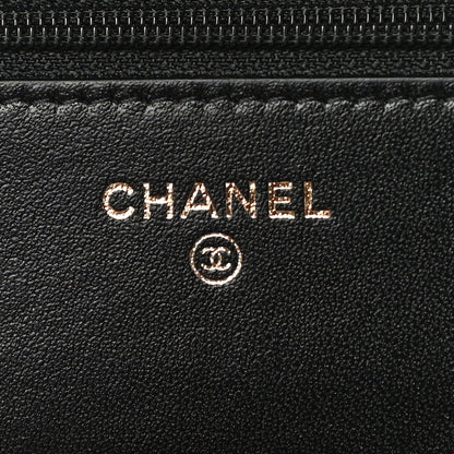 Chanel Lambskin Quilted CC Pearl Crush Wallet on Chain WOC Black 6 of 12