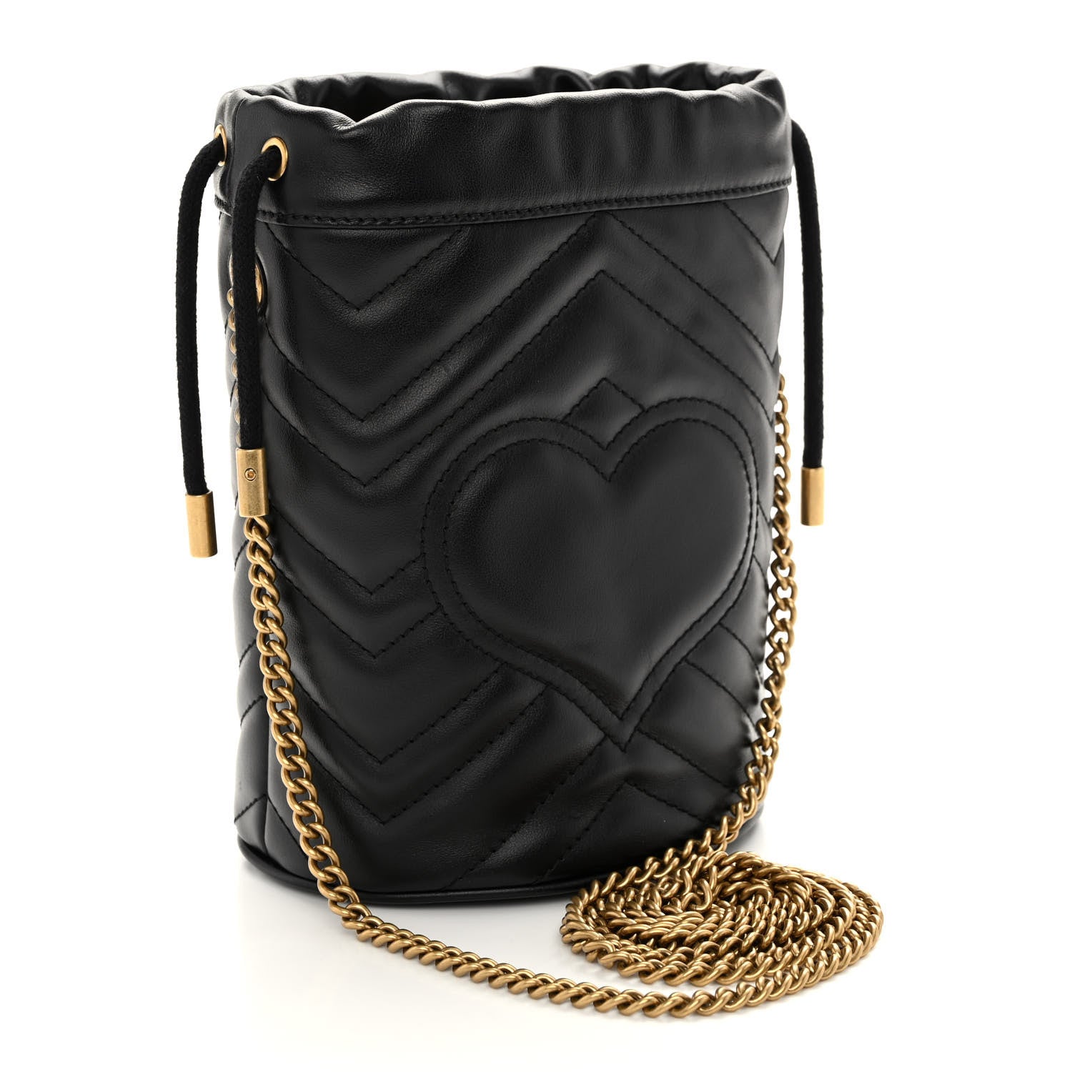 Gucci Calfskin Matelasse Mini GG Marmont 2.0 Bucket Bag Black 3 of 9