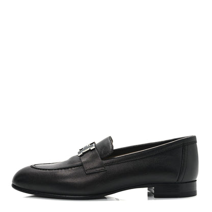 Hermes Goatskin Womens Paris Loafers 35 Black 1 of 9