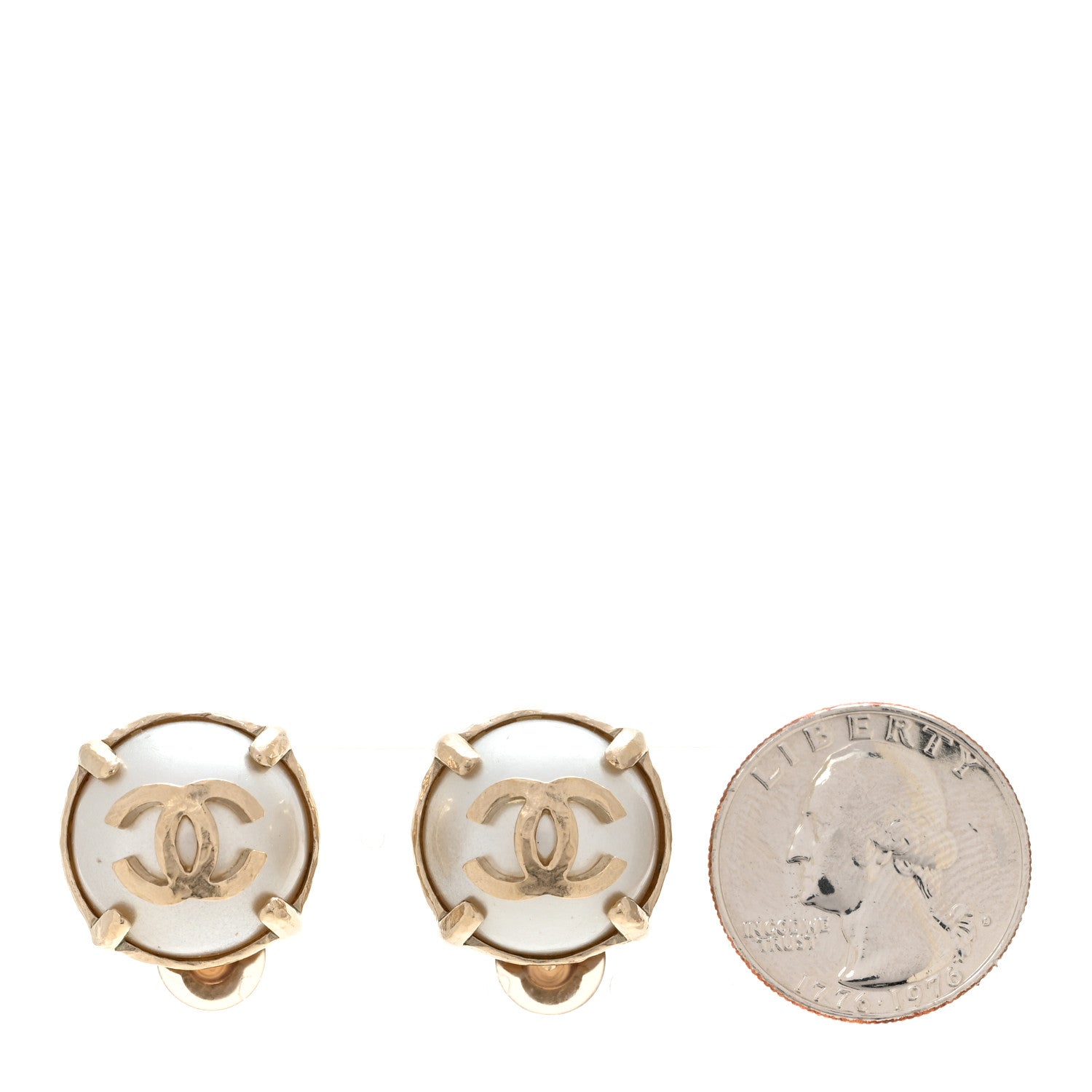 Chanel Pearl CC Clip On Earrings Gold 2 of 4