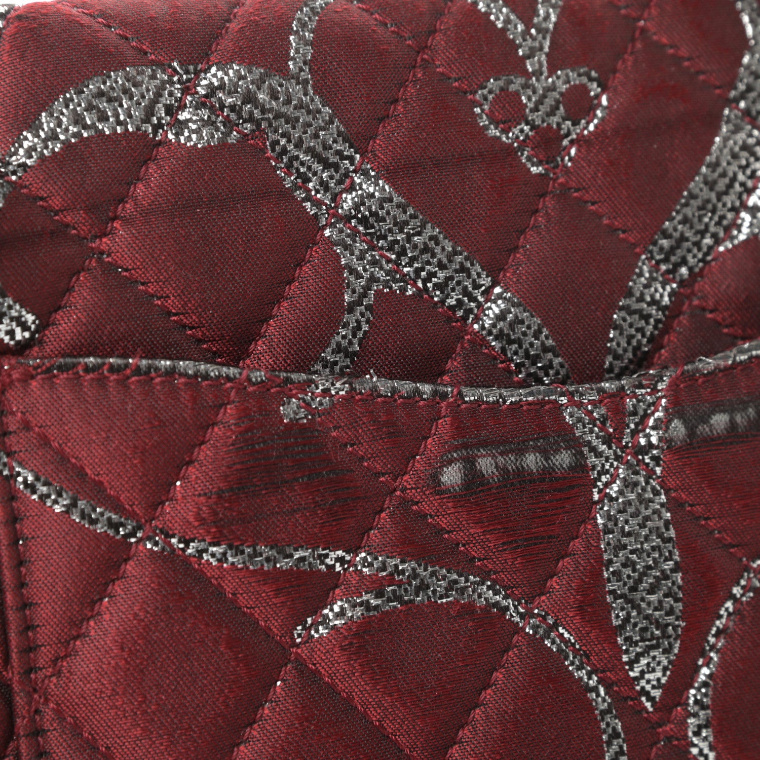 Chanel Metallic Brocade Quilted Medium Double Flap Rouge Argent 14 of 16