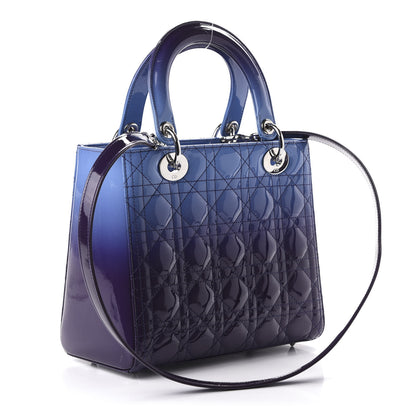 Christian Dior Patent Cannage Gradient Medium Lady Dior Purple Blue 3 of 9
