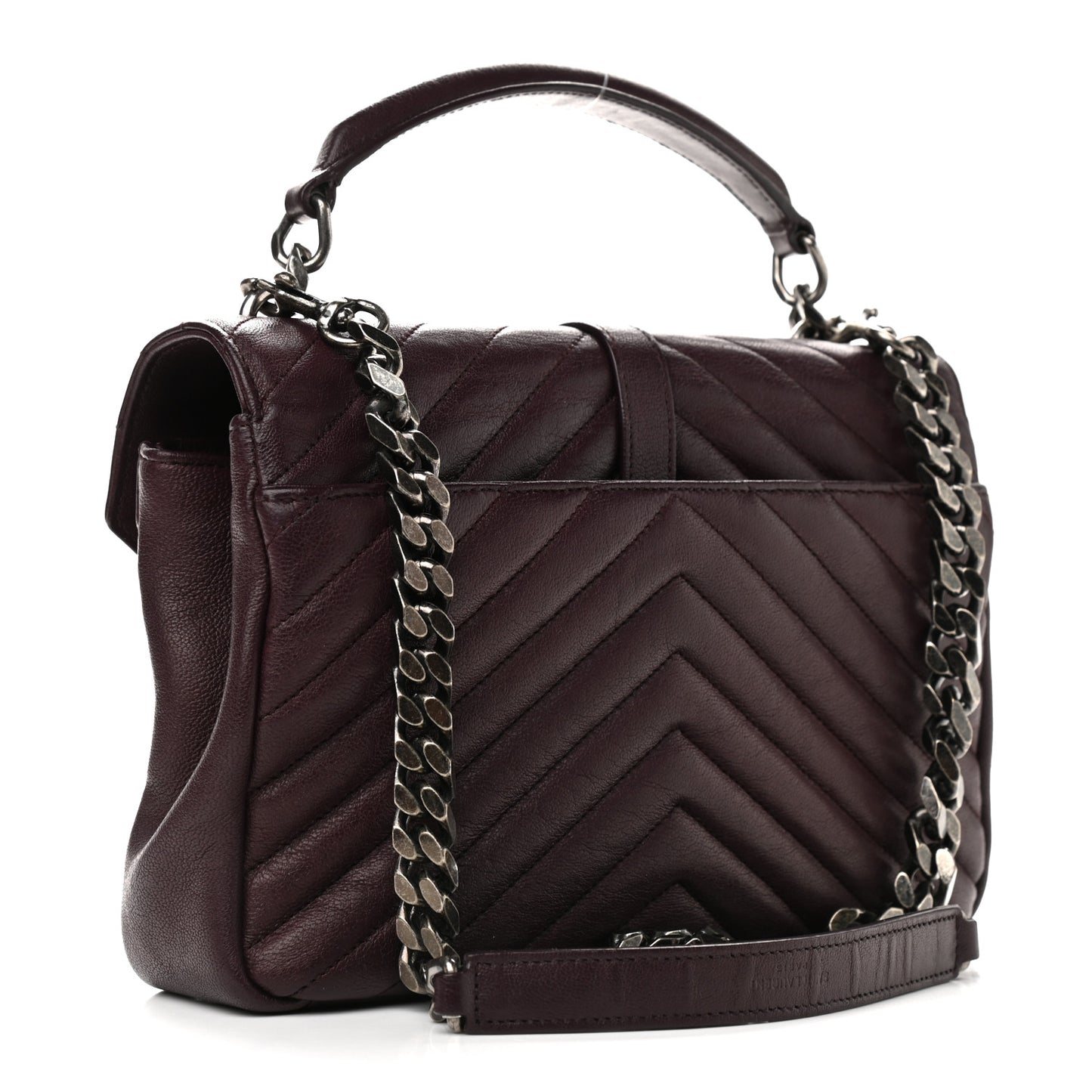 Sheepskin Matelasse Chevron Monogram Medium College Bag Amaranto