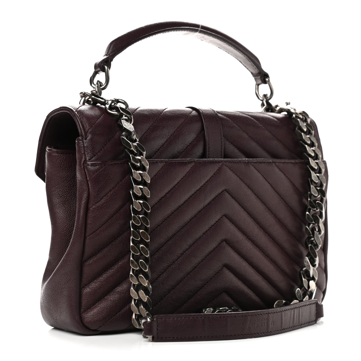 Saint Laurent Sheepskin Matelasse Chevron Monogram Medium College Bag Amaranto 3 of 10