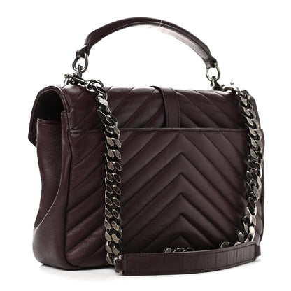 Saint Laurent Sheepskin Matelasse Chevron Monogram Medium College Bag Amaranto 3 of 10
