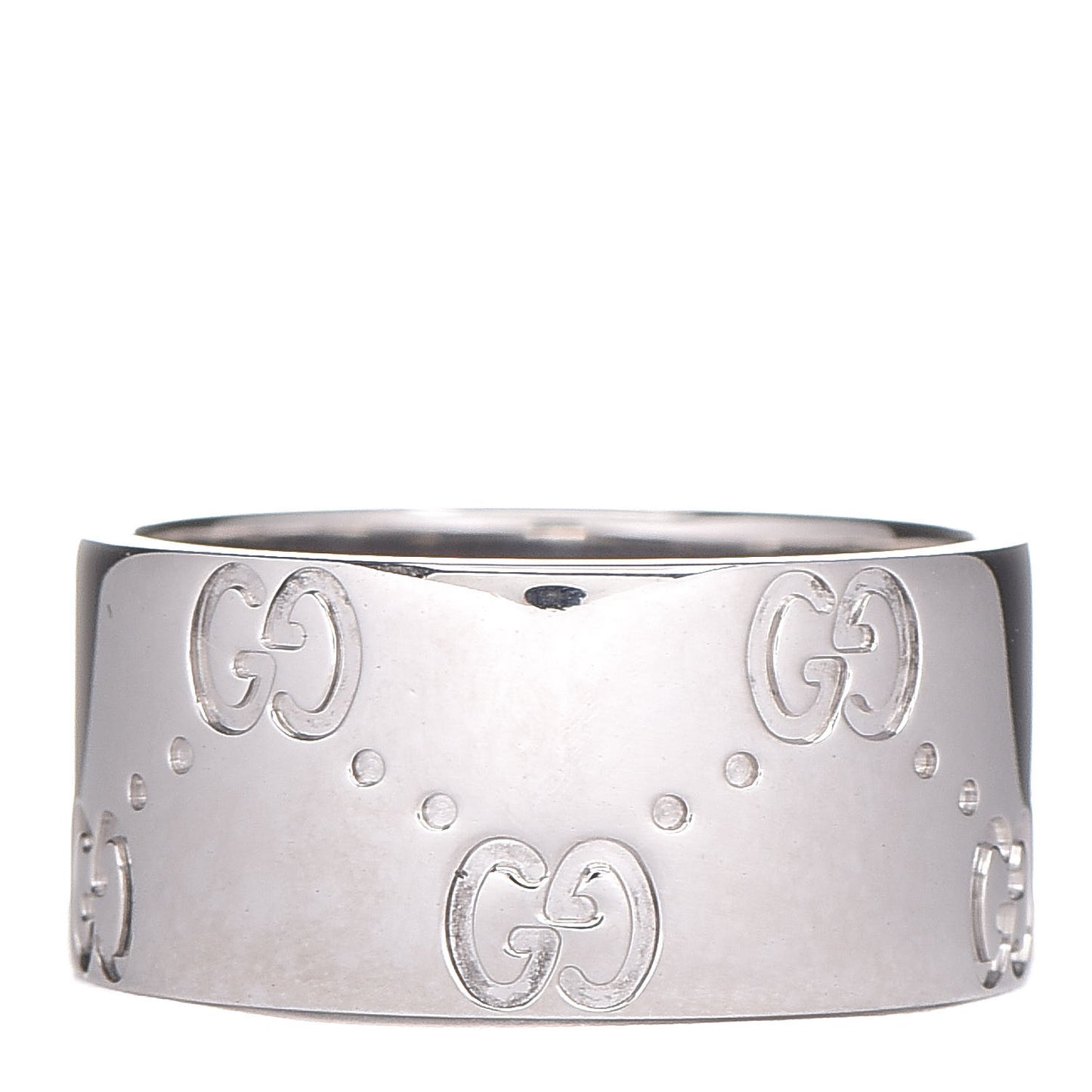18K White Gold 9mm Icon Band Ring 50 5.5