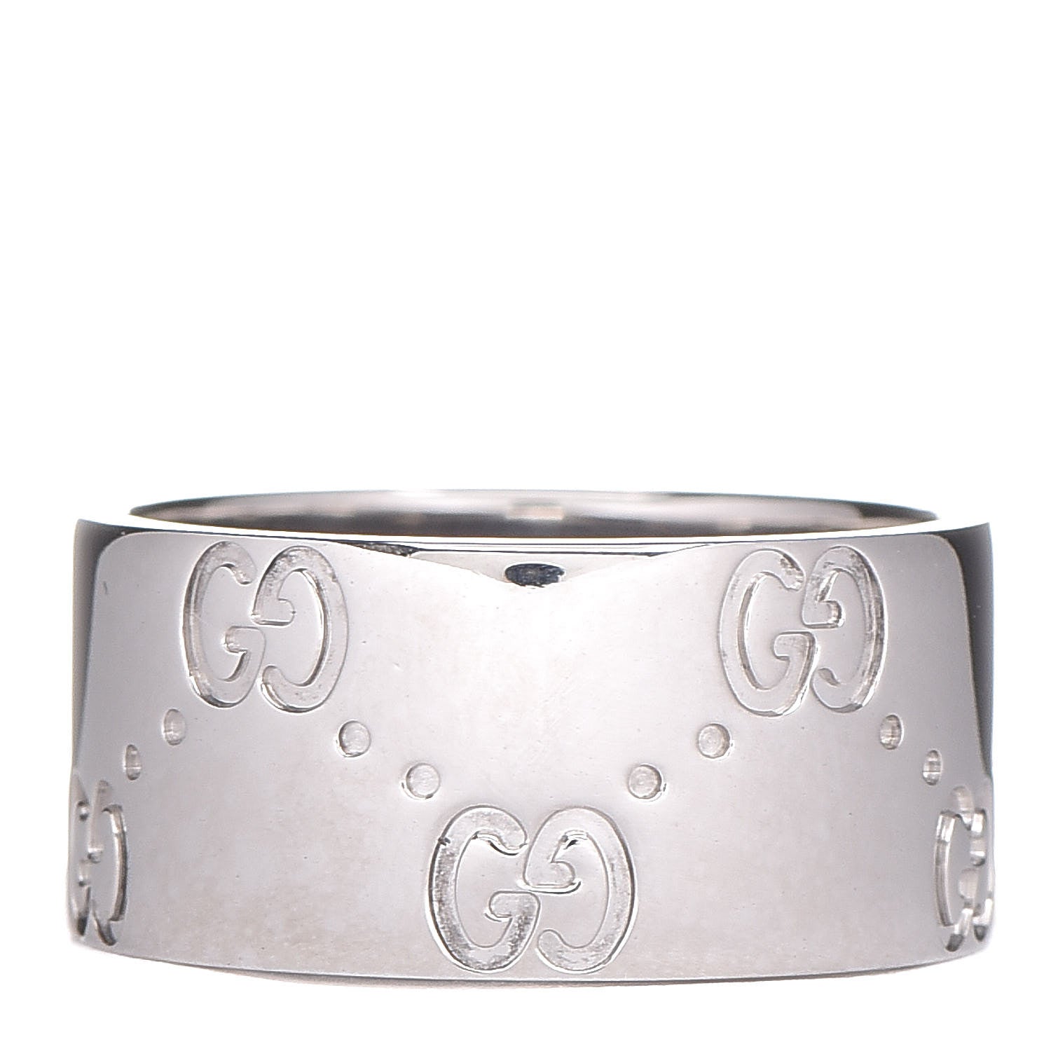Gucci 18K White Gold 9mm Icon Band Ring 50 5.5 3 of 6