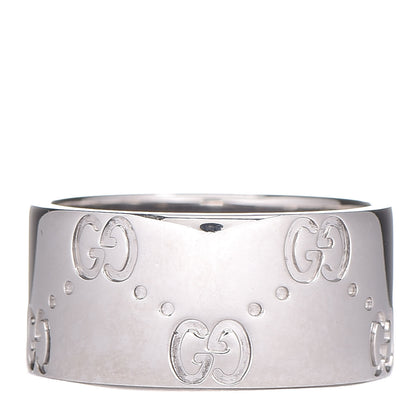 Gucci 18K White Gold 9mm Icon Band Ring 50 5.5 3 of 6