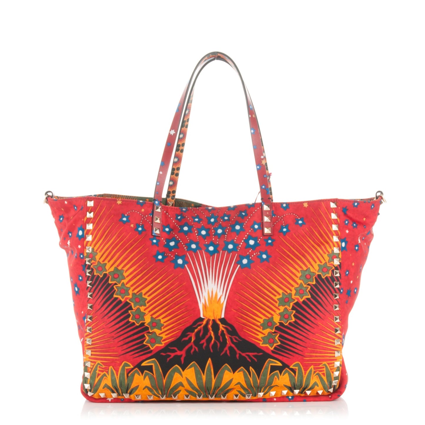 Canvas Enchanted Wonderland Medium Rockstud Reversible Tote Rosso