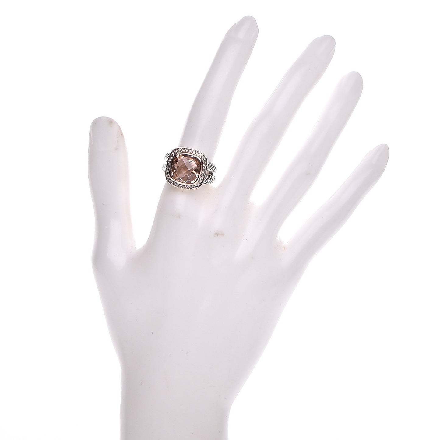 Sterling Silver Rose Gold Diamond Morganite 11mm Albion Ring 53 6.5