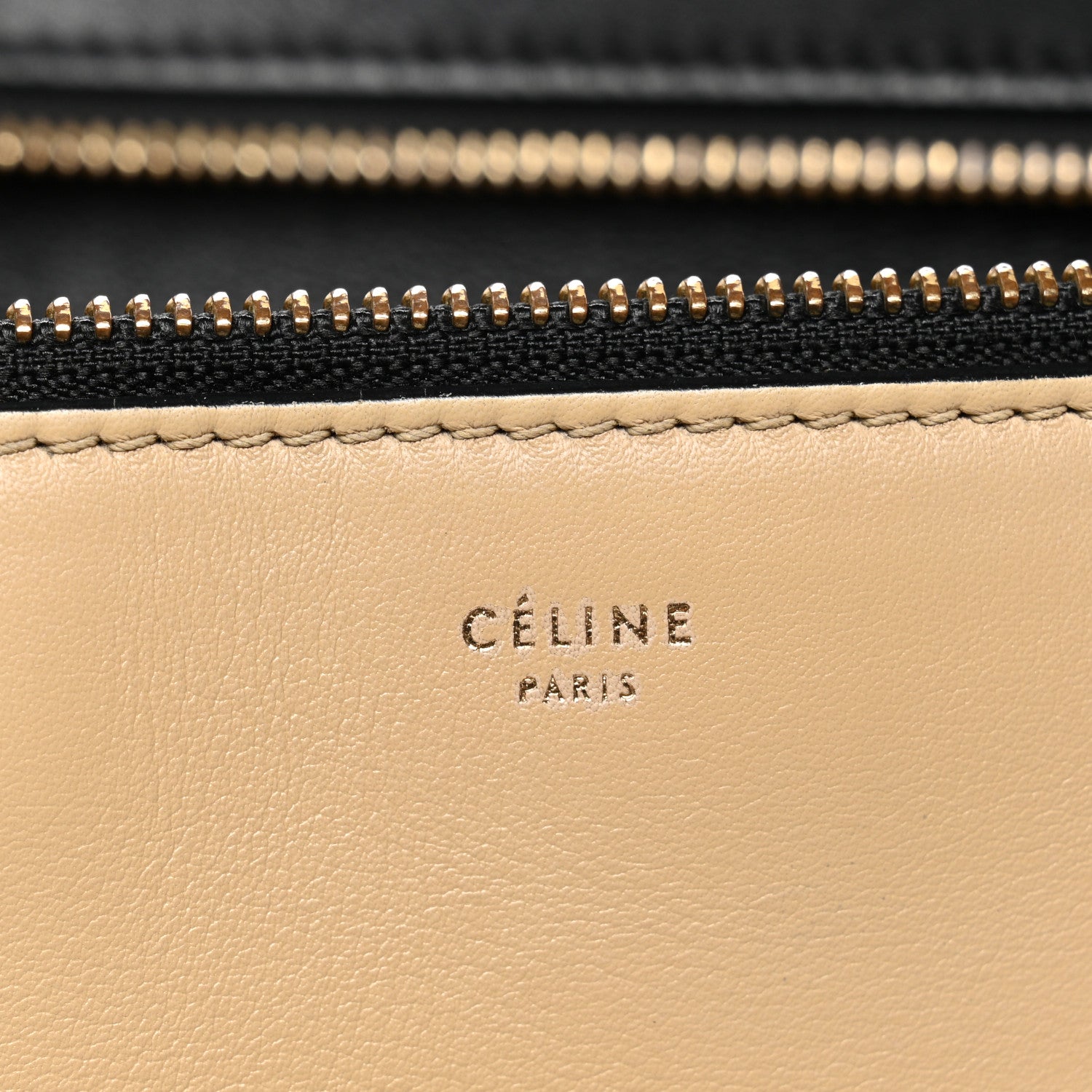 Celine Smooth Calfskin Medium Bi-Color Edge Shoulder Bag Black Beige 6 of 11