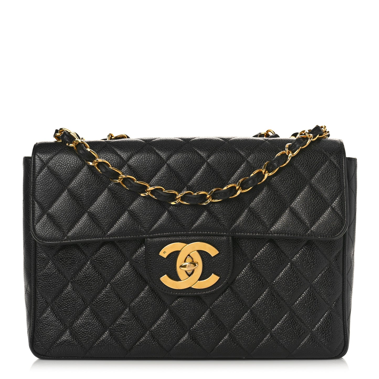 Caviar Quilted XL Jumbo Single Flap Black