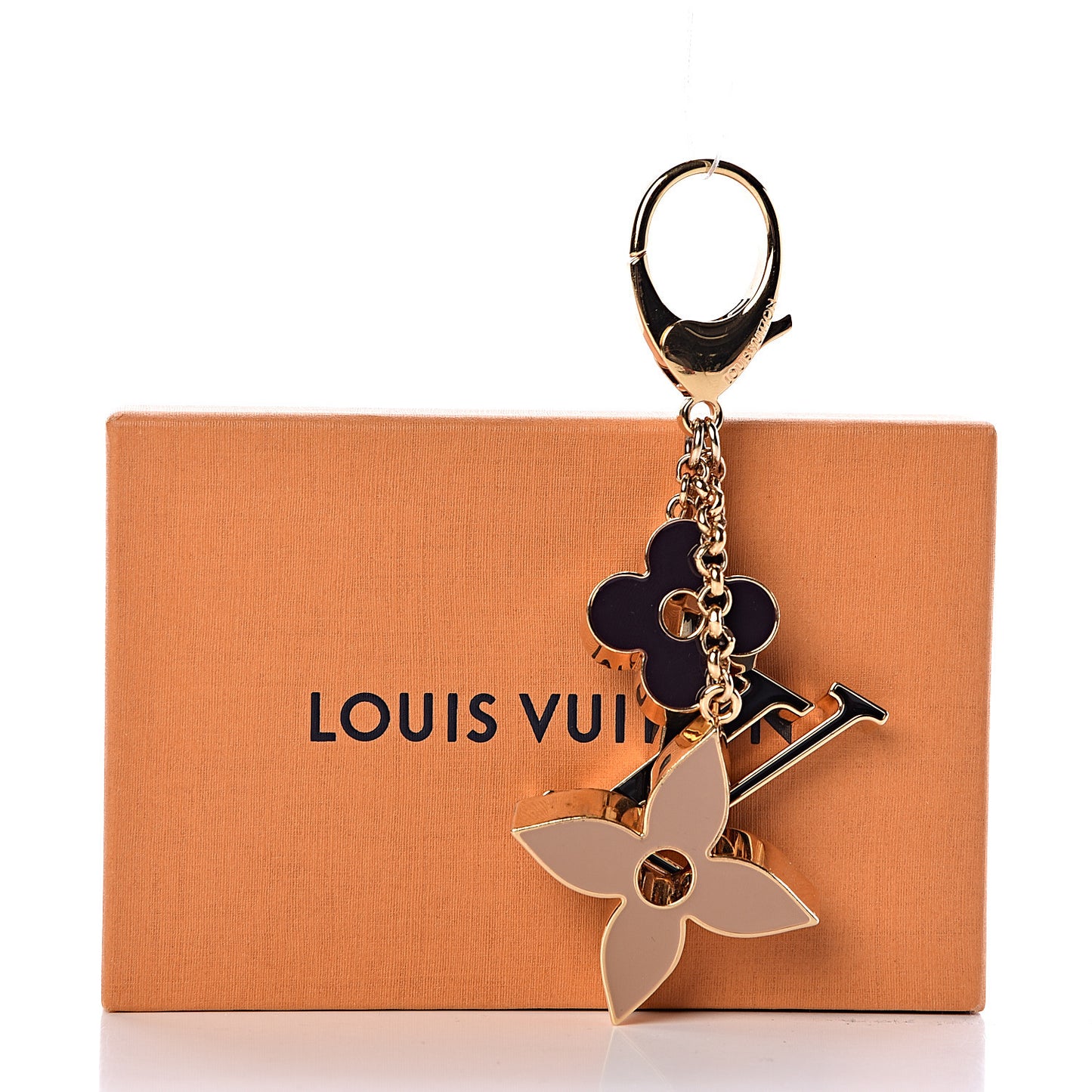 Fleur De Monogram Bag Charm Dore
