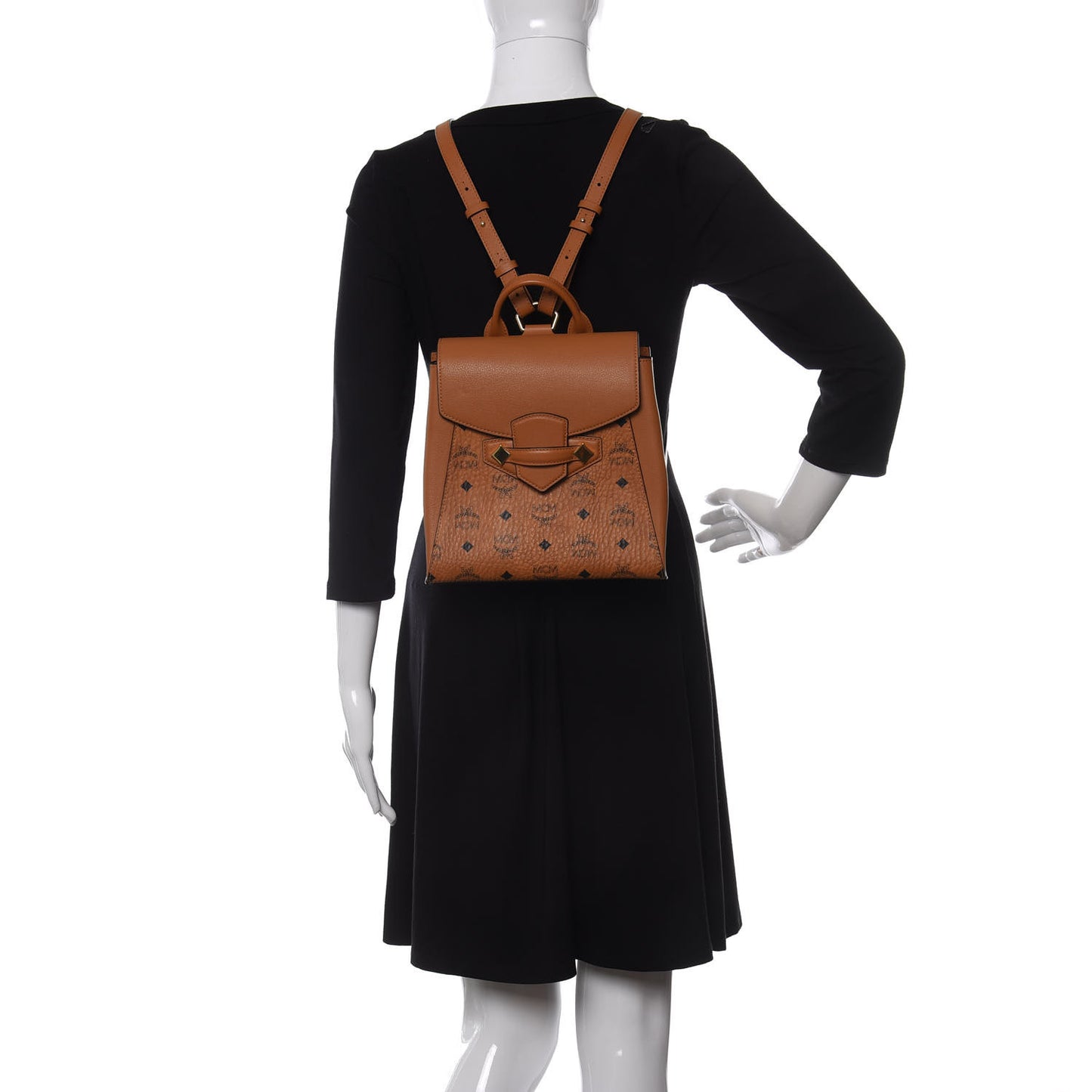Calfskin Essential Visetos Small Backpack Cognac