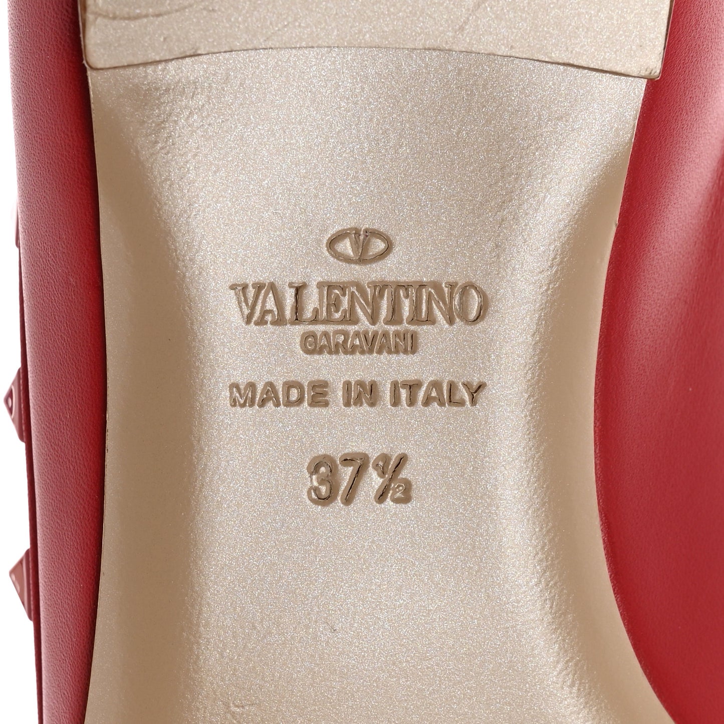 Calfskin Lacquered Monochrome Rockstud Ballerina Flats 37.5 Rosso Valentino