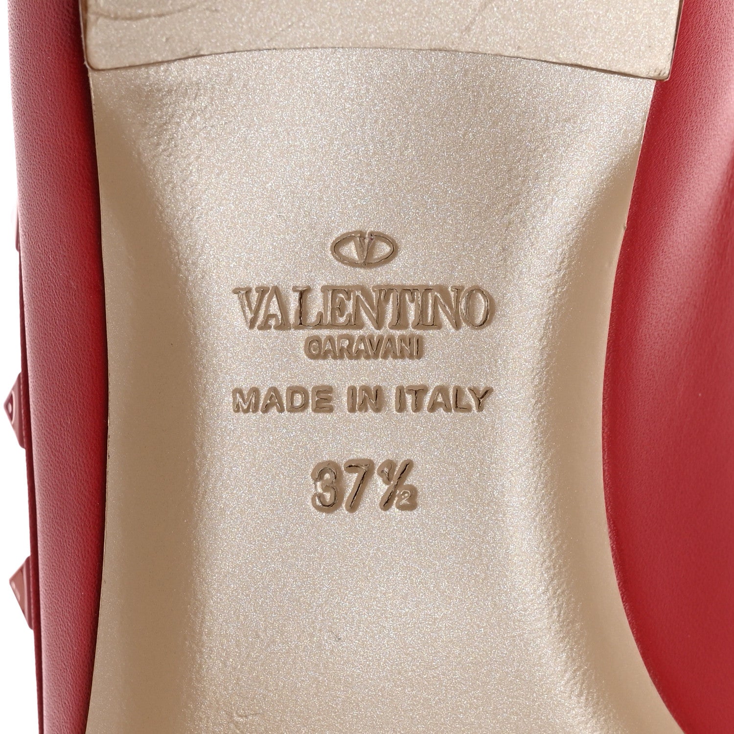 Valentino Garavani Calfskin Lacquered Monochrome Rockstud Ballerina Flats 37.5 Rosso Valentino 6 of 15