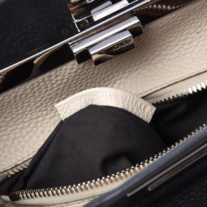 Fendi Cuoio Romano Selleria Bi-Color Large Peekaboo Iconic Satchel Asfalto Latte 10 of 13