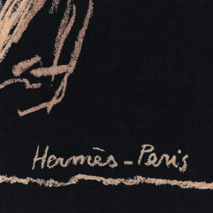 Hermes Cashmere Silk Pirouette au Galop Shawl 140 Marine Naturel Beige 2 of 6
