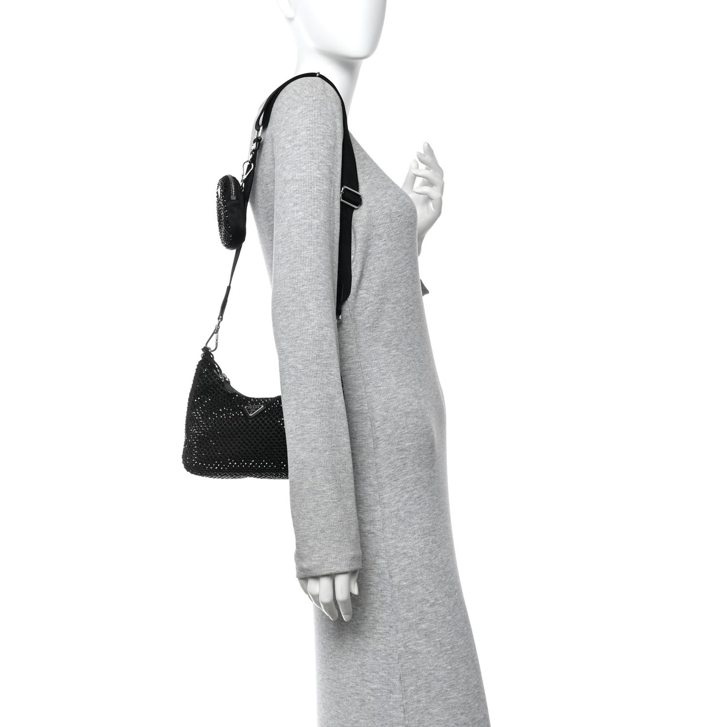 Satin Crystal Re-Edition 2005 Shoulder Bag Black