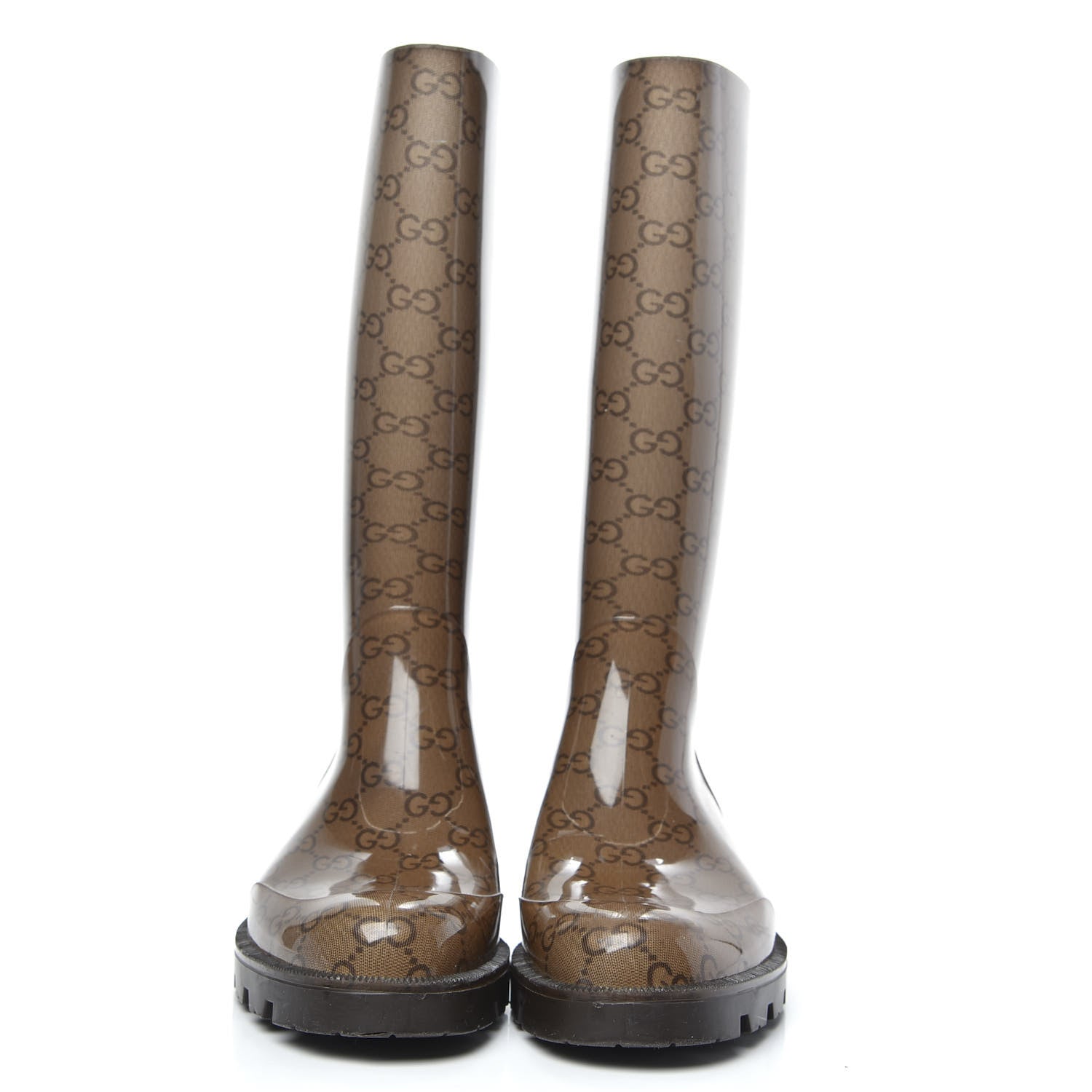 Gucci Rubber Monogram Edinburg Rain Boots 37 Transparent Cocoa 2 of 9