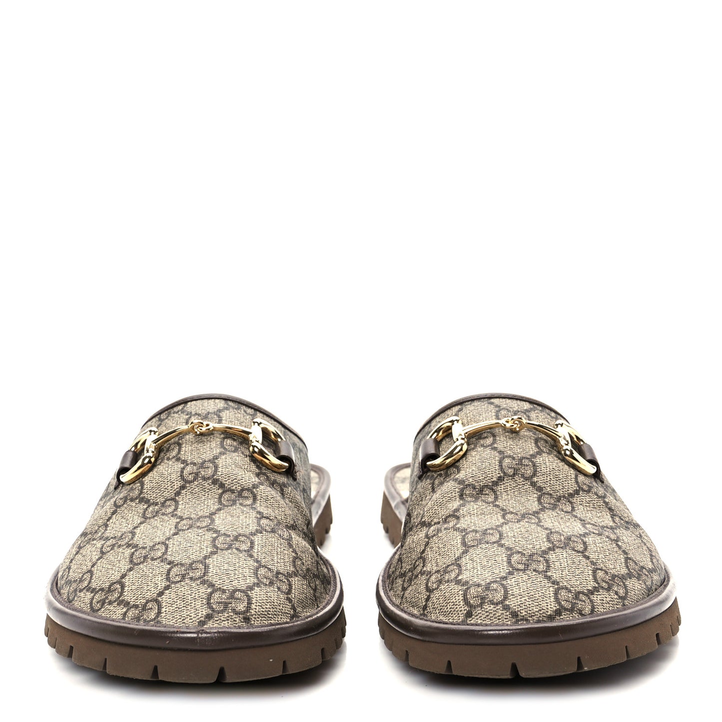 GG Supreme Monogram Miro Soft Calfskin Men's Horsebit Slippers 10 Beige Ebony New Acero