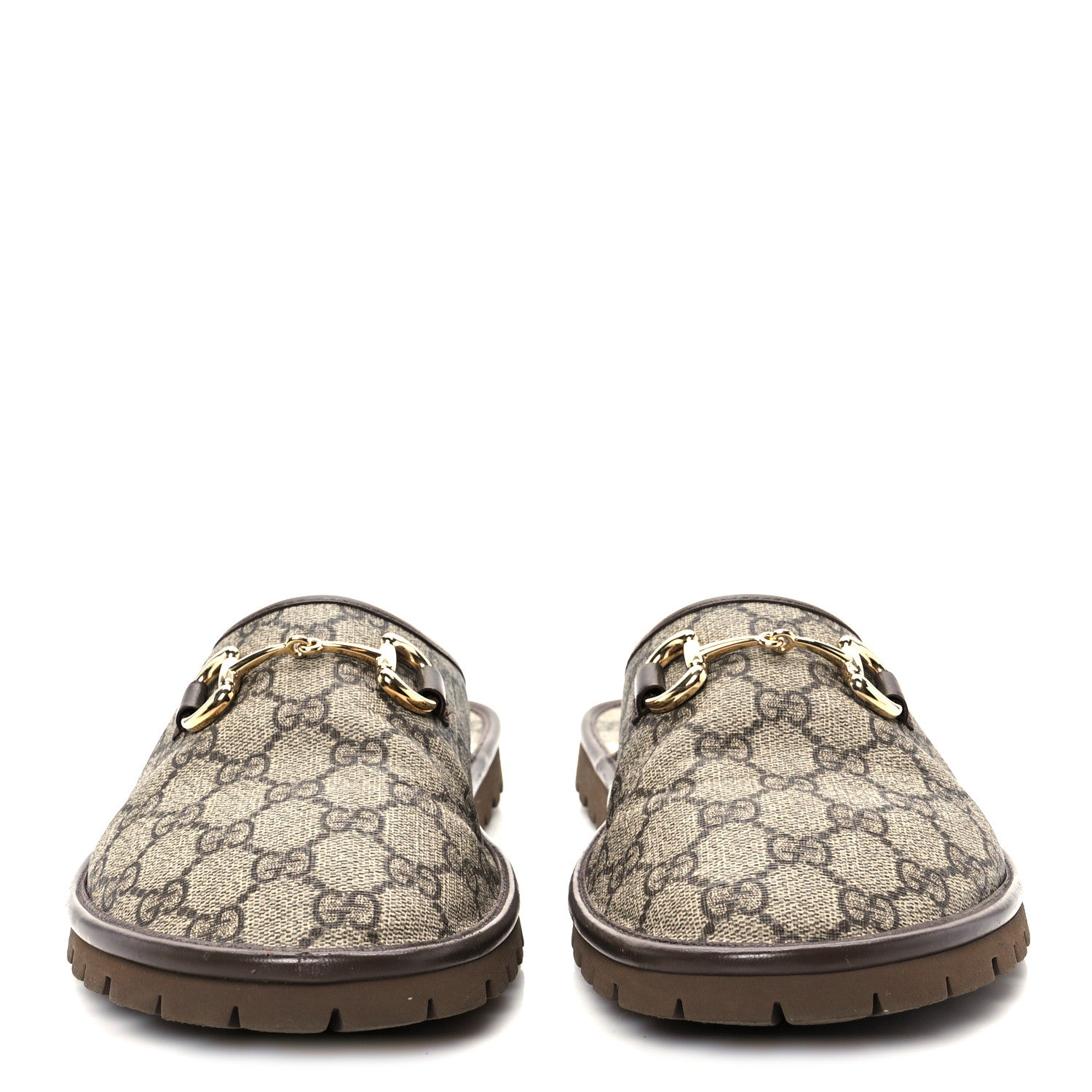 Gucci GG Supreme Monogram Miro Soft Calfskin Men's Horsebit Slippers 10 Beige Ebony New Acero 5 of 20