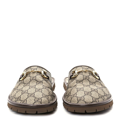 Gucci GG Supreme Monogram Miro Soft Calfskin Men's Horsebit Slippers 10 Beige Ebony New Acero 5 of 20