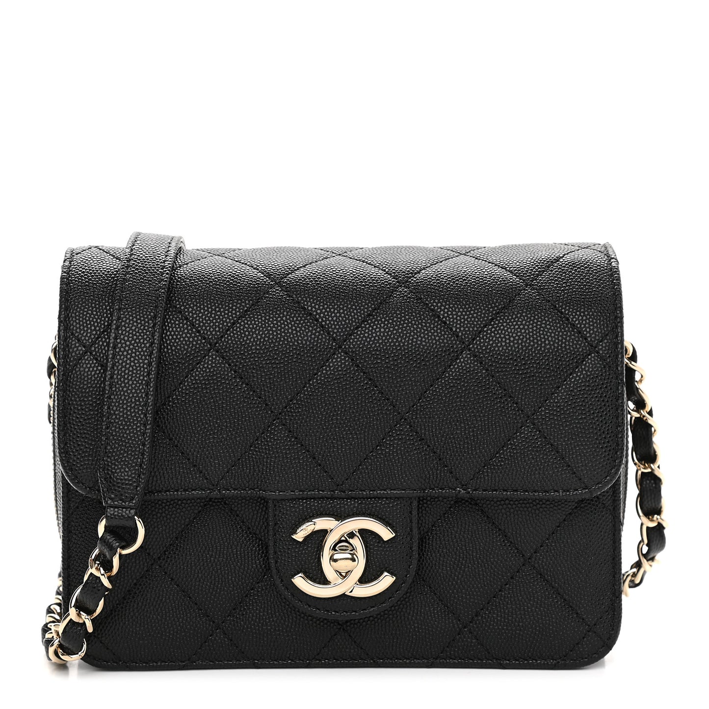 Caviar Quilted Like A Wallet Flap Black