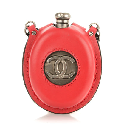 Chanel Sterling Silver Calfskin Large Sporran Flask Red 1 of 6