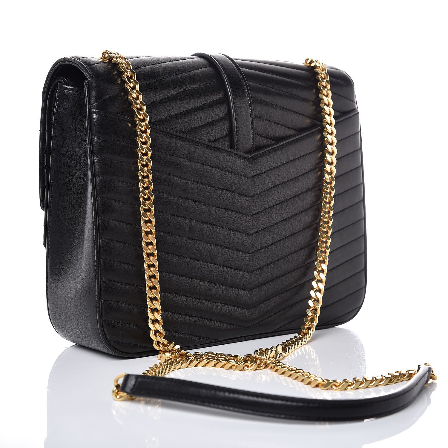 Saint Laurent Lambskin Matelasse Chevron Monogram Medium Sulpice Bag Black 3 of 7